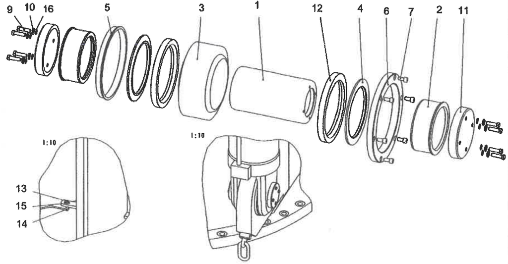 cylinder bearing complete assembly